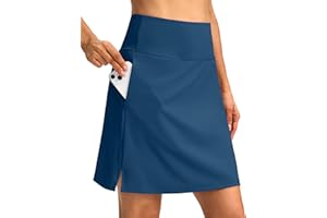 SANTINY 18" Skorts for Women 3 Pockets High Waist Long Athletic Tennis Skirt Golf Skort for Casual Summer Travel
