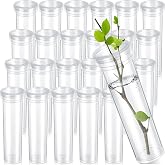 Hushee 25 Pcs 25 Pcs 60ml Water Tubes for Flowers, 4.33 Inch Floral Tubes | Fresh Stem Holders in Plant Propagation, Large Milkweed Cuttings, Clear Plastic Vials with Caps for Bouquet Displays