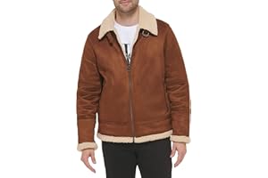 Calvin Klein Mens Faux Leather Jacket Men - Bomber Jacket With Shearling LiningJacket