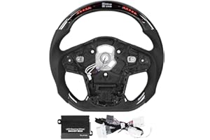 Nappa Steering Wheel,Carbon Fiber LED Shift Lights Display Steering Wheel Replacement for GR Supra A90 2020+