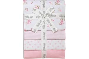 4 Pack Flannel Receiving Blankets for Baby, 30 in. x 30 in., Vintage Rose Pink Prints