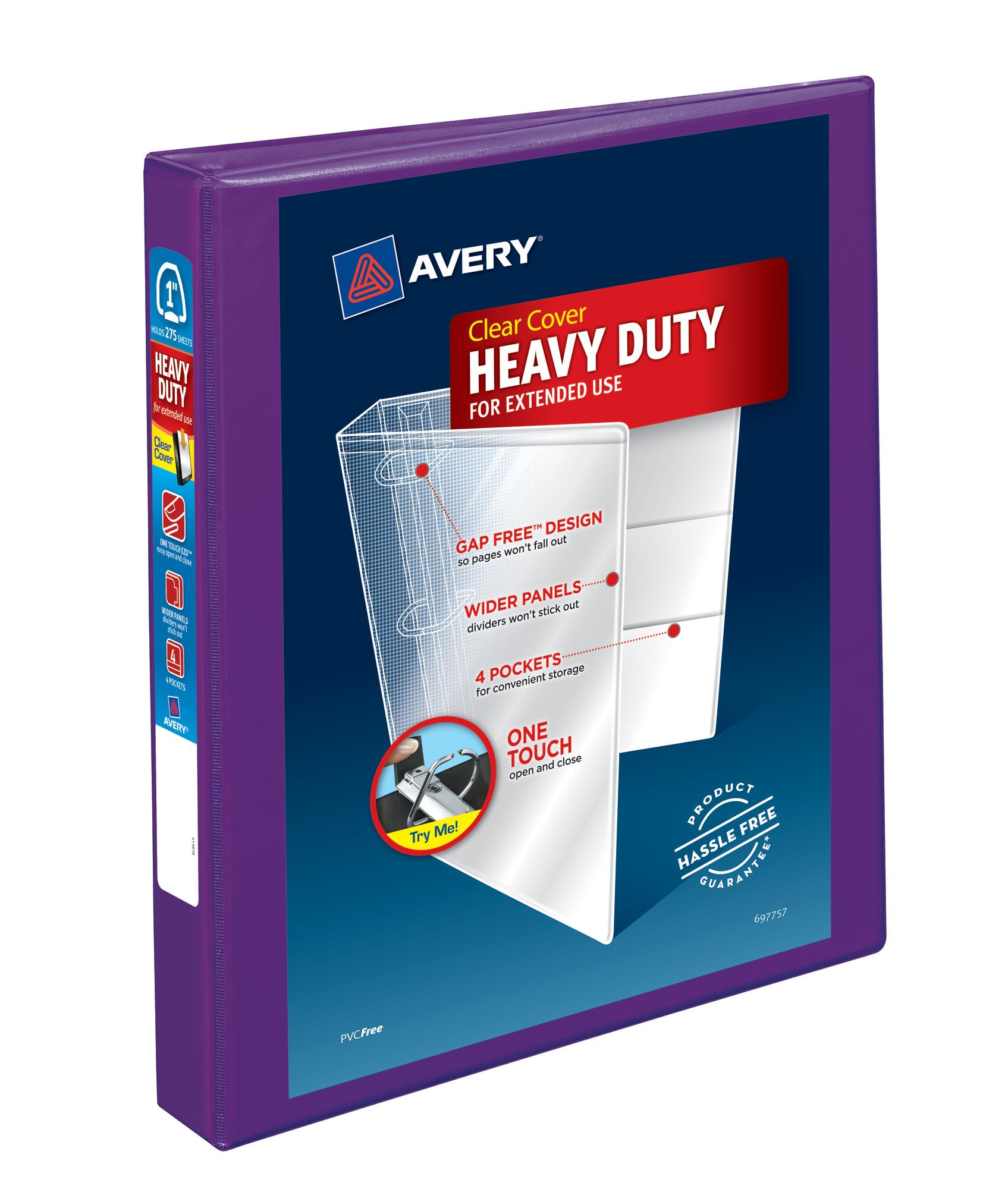 Photo 1 of Avery(R) Heavy-Duty View 3 Ring Binder, 1" One-Touch EZD(R) Rings, 1 Purple Binder (79771)