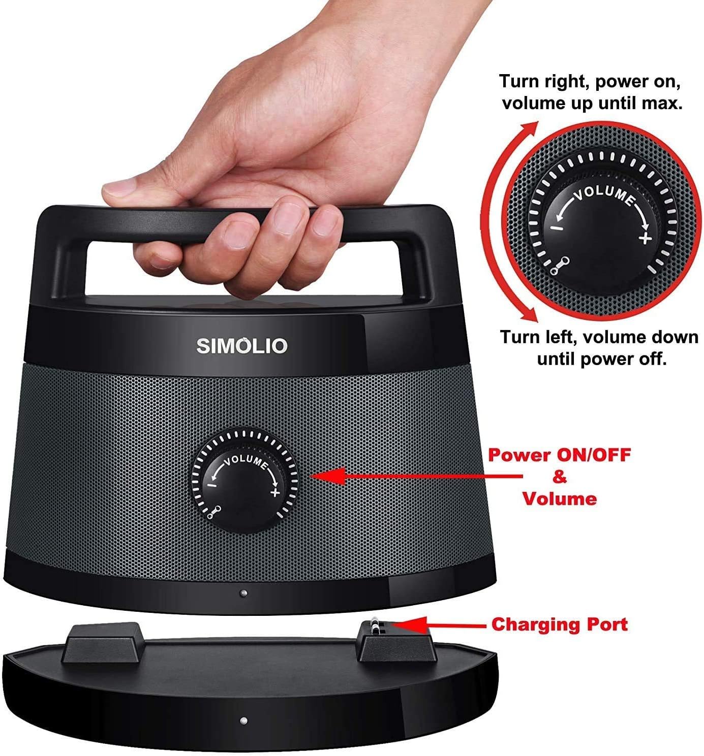 SIMOLIO Portable Wireless TV Speakers with Clear Dialogue for Hard of Hearing Ideal for TV Watching without Blaring Volume for Seniors Wireless Speakers for Television with 2 AC Adapters (SM-621D) - Image 4