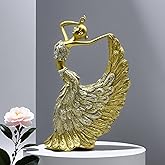 XINDAM Elegant Peacock Art Figurine Dancer Statue Decorative Home & Office Figurines Home Office Display Craft Living Room Decor Ornaments for Tabletop