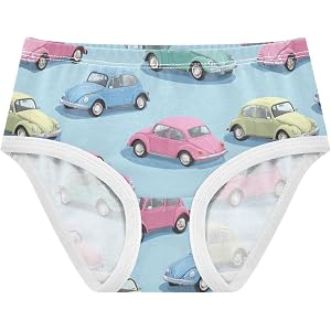 Wusikd Cute Cars Blue Cartoon Girls' Underwear Cotton Girls Briefs Soft Toddler Underwear 2T