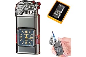 ATLODAS Windproof Lighter Vintage Watch Bezel Jet Flame Torch, 2024 New Cool Lighters, Refillable Butane Lighters, Windproof Flames Lighters, Suitable for Outdoor, Camping, Men's Gifts (Black Dragon)