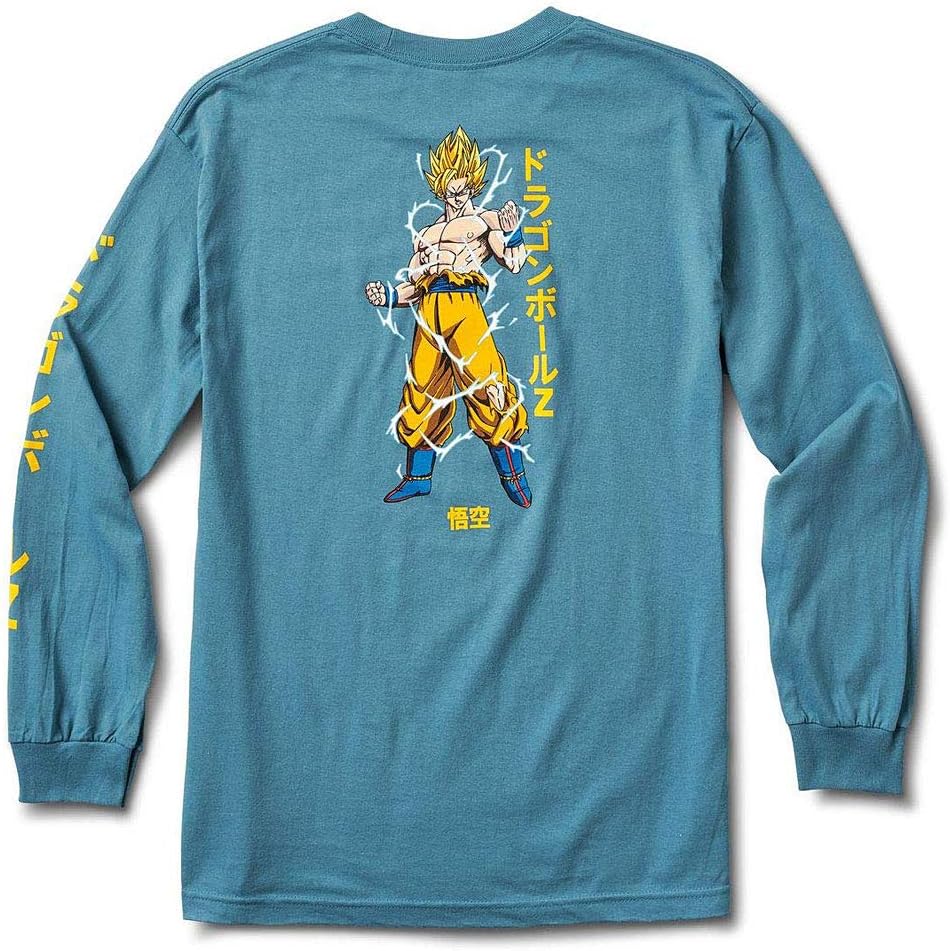 Primitive x Dragon Ball Z Super Saiyan Goku Men's Long Sleeve T Shirt Slate Blue