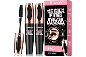 Neenoxtub 4D Silk Fiber Lash Mascara, Lengthening and Thick, Long Lasting, Waterproof & Smudge-Proof, Hypoallergenic Formula 2 Pack Black