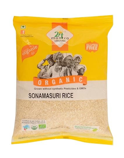 24 Mantra Organic Sonamasuri Raw Rice Polished, 1kg