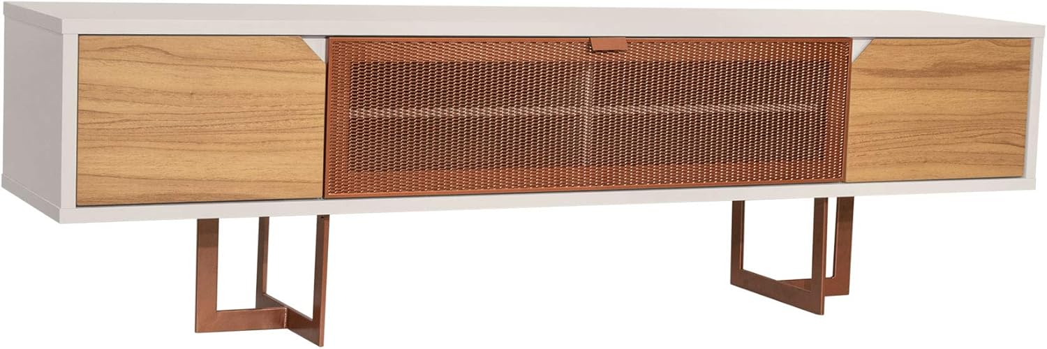 Manhattan Comfort Knickerbocker Contemporary Modern Six Shelves Free Television Stand, 81.1", Cinnamon/Off White: Furniture & Decor