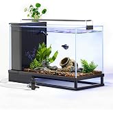 Fish Tank Kit Starter Aquariums 4 Gallon with Bottom Drainage | For small tropical fish, guppies, or betta|with Light and Filter Pump|Multi-stage filtration