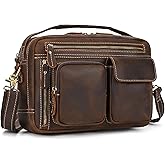Leather Messenger Bag for Men, Laptop Crossbody Vintage Leather Satchel Bag Full Grain Briefcase Shoulder Bag for Work,Travel
