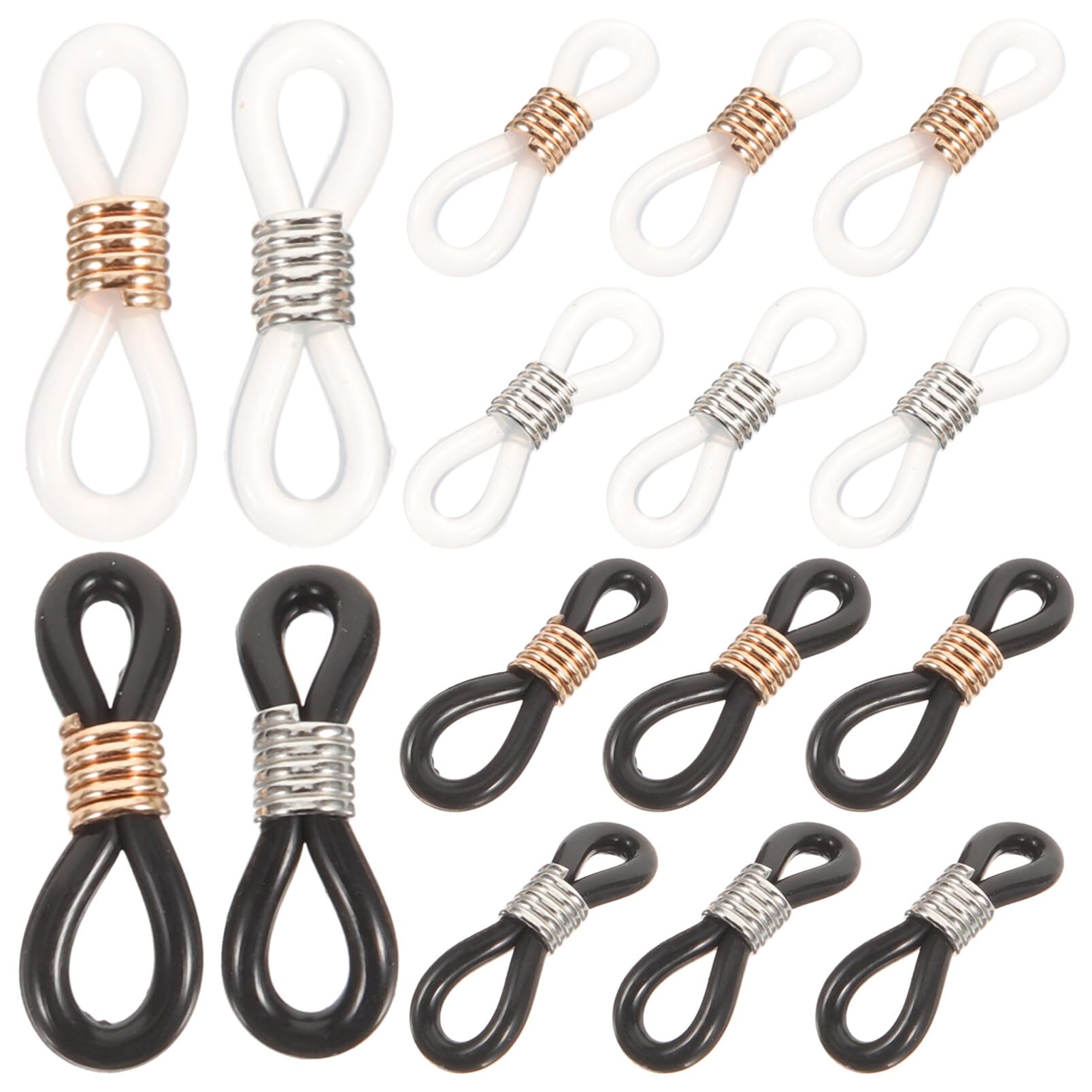 Healifty 100pcs Eyeglass Chain Ends Silicone Glasses Connector Adjustable Anti-Slip Rubber Cord Retainer for Eye Glasses Holder Necklace Chain