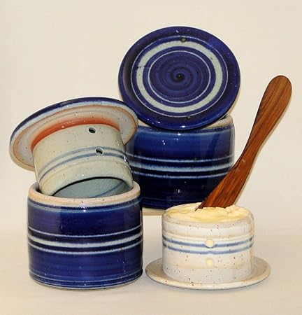 original französische wassergekühlte keramik butterdose, keine harte butter zum frühstück, ca 125 g butter, c3 Z-K