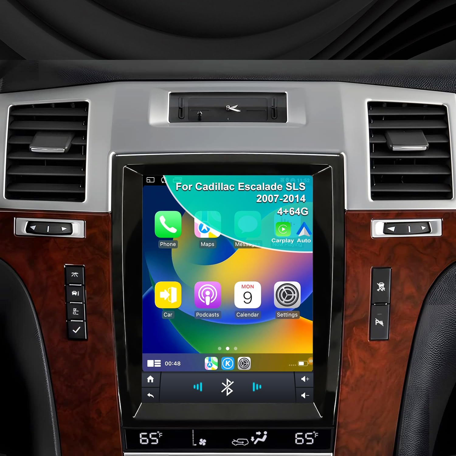 4G+64G Car Radio for Cadillac Escalade SLS 2007-2014 Radio Upgrade, 9.7 Inch Tesla Style Touch Screen Stereo Replacement, Built-in Wireless Carplay Android Auto, Back Up Camera GPS Bluetooth SWC FM