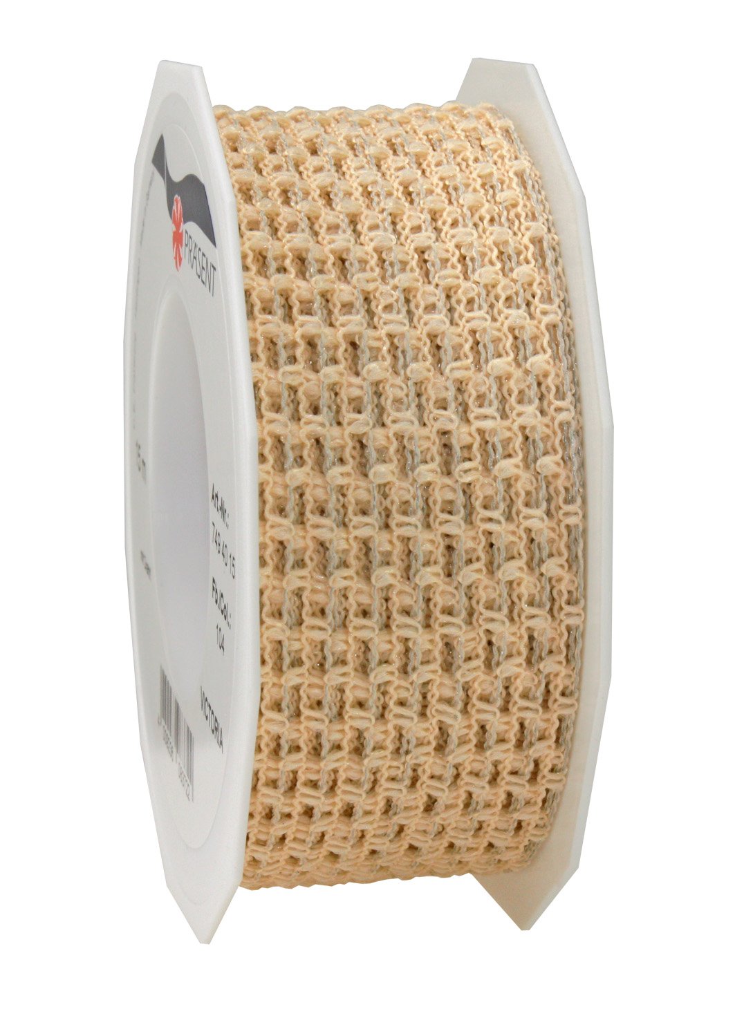 Präsent - Victoria Wired Ribbon Cream 15-m-Roll 40 mm width