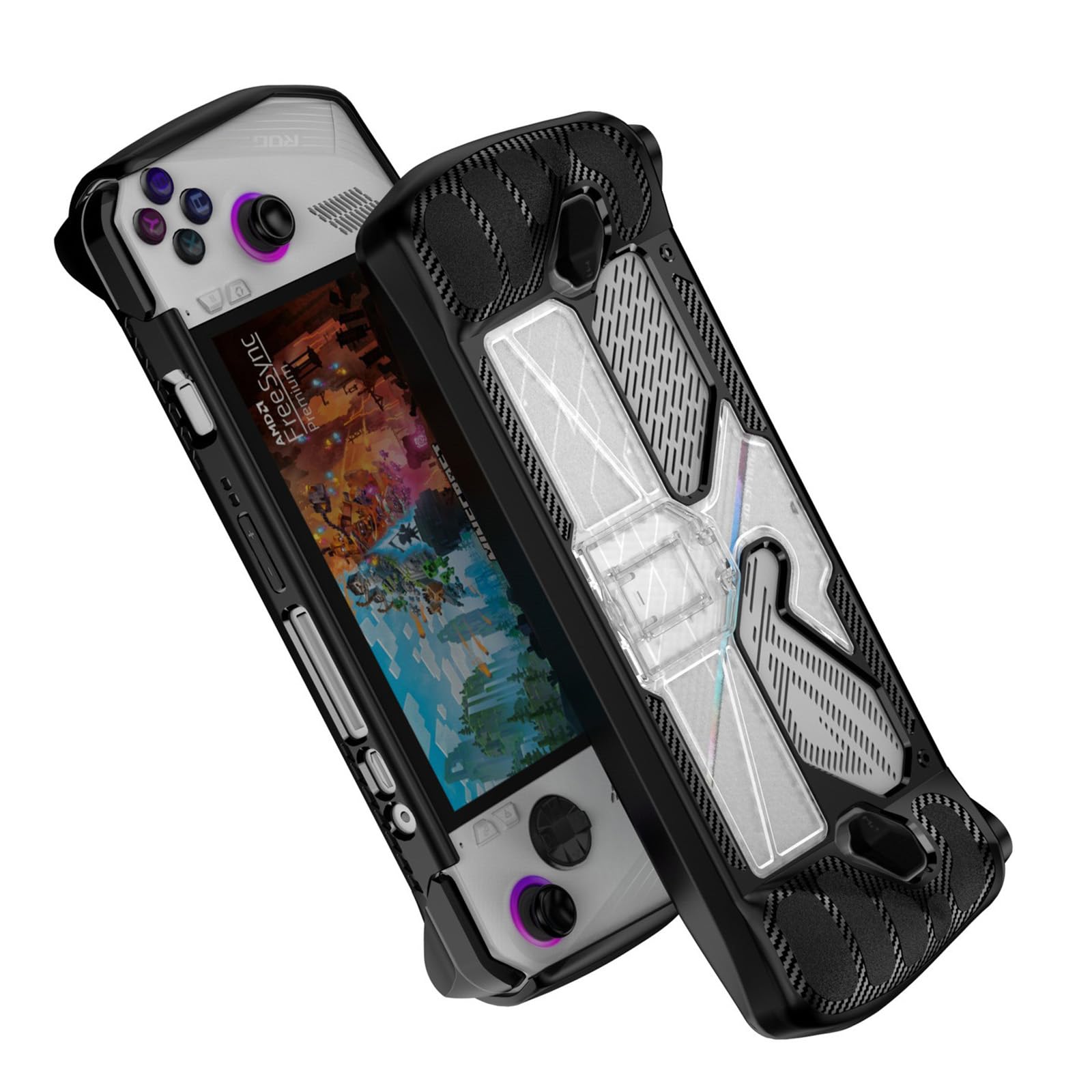LICHIFIT TPU+PC Protective Case Cover with Foldable Stand for ASUS Rog Ally Handheld Game Console Shell Skin with Back Support Bracket Accessories