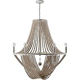 Capital Lighting 429561MS Kayla Coastal-Style Painted Wood Beads Chandelier, 6-Light 360 Total Watts, 34" H x 29" W, Mystic S
