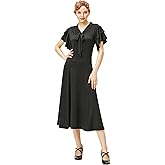 BABEYOND Womens Vintage Flapper Dress 1920s Ruffle Cocktail Party Dresses Tie Neck