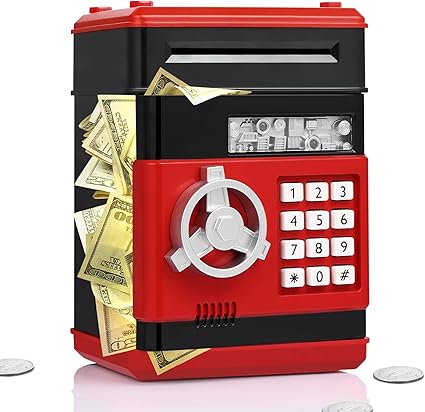 fresh friend piggy bank for girls boys electronic atm machine saving box coin safe with password lock auto scroll paper money bank gift toys for 5