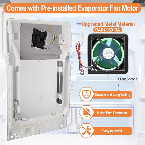 UPGRADED DA97-12609A REFRIGERATOR EVAPORATOR COVER COMPATIBLE WITH SAMSUNG EVAPORATOR FAN MOTOR DA97-12609C EVAPORATOR COVER ASSEMBLY REFRIGERATOR FRESH FOOD EVAPORATOR COVER RF263BEAESR, RF260BEAESR