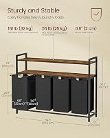 VASAGLE Laundry Basket with 4 Pull-Out Liners and 2 Shelves 160 L view 3