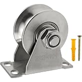MACGQ Groove Pulley Wheel Stainless Steel Wall Mounted Pulley, U Type | Silent Pulleys for Lifting Cable Pulley Block Bearing with Detachable Duplex Mounting Screws and Expansion Pipes (1 Pack)