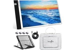 SevenFish Diamond Painting Tools A4 LED Light Pad, Stand, Handbag, USB Powered Ultra-Thin Adjustable Brightness Light Board Light Box for Drawing, Tracing, Sketching, 5D Diamond Art Painting