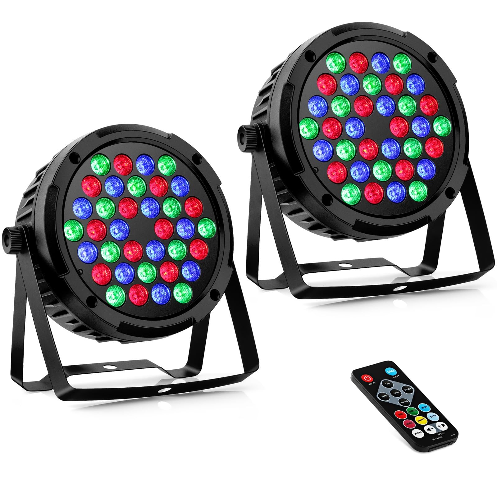36LEDs RGB Par Lights 2 Pack - 36W LED Par Can