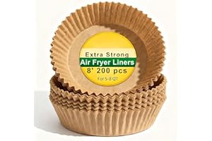 8 Inch Air Fryer Liners Disposable Parchment Paper, Round & Square Basket Liners, Non-Stick Oil-Proof Heat Resistant, Food Gr