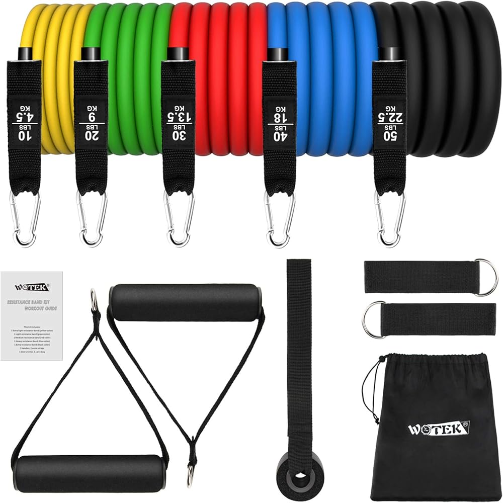 Wotek elastici fitness set fasce di resistenza 5 bande elastiche