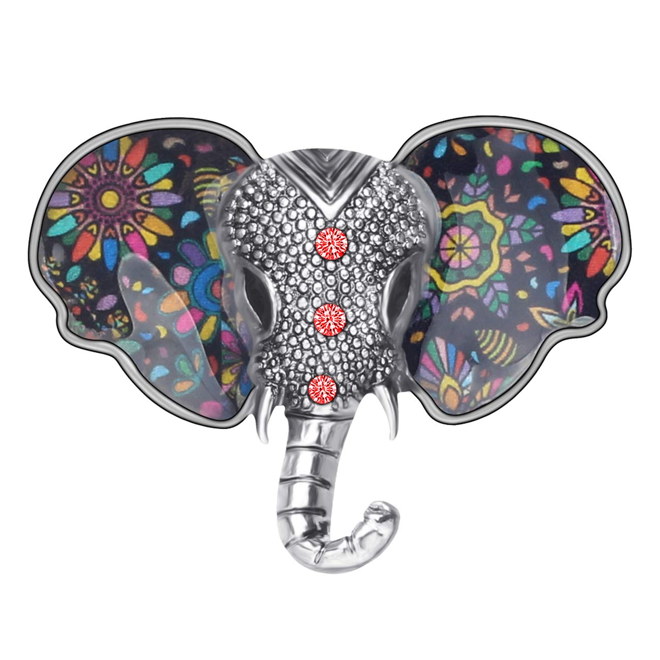 WEVENI Enamel Shiny Vintage Elephant Brooch Rhinestone Pins Jewelry for Women Girls Scarf Dress Accessories Gift (Multicolor)
