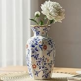 LemonRoad 9.5 Inch Vintage Ceramic Vase Chinoiserie Blue and White Flower Vase Porcelain Decorative Antique for Living Room Kitchen Bedroom Decor Table Centerpiece