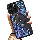 OOK Case for iPhone 16 Pro Max 6.9 (Compatible with MagSafe) Purple Floral Flowers Lavender Design Translucent Phone Cover Soft TPU + Hard PC Anti-Scratch Shockproof Magnetic Cute Case for Women