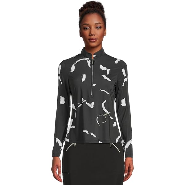 Jamie Sadock Women's Long Sleeve 1/4 Zip Top, Black at Amazon