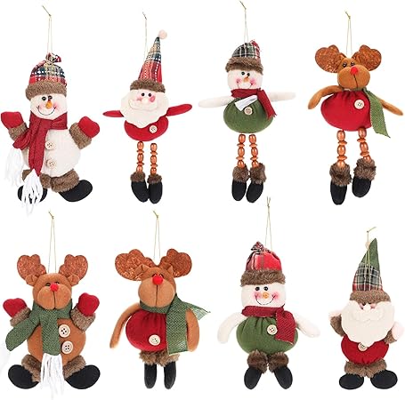 Willbond 8 Pieces Christmas Plush Ornaments Santa Snowman Reindeer Ornaments Xmas Plush Pendant Hanging Ornaments For Xmas Tree Holiday Decorations Amazon Co Uk Kitchen Home