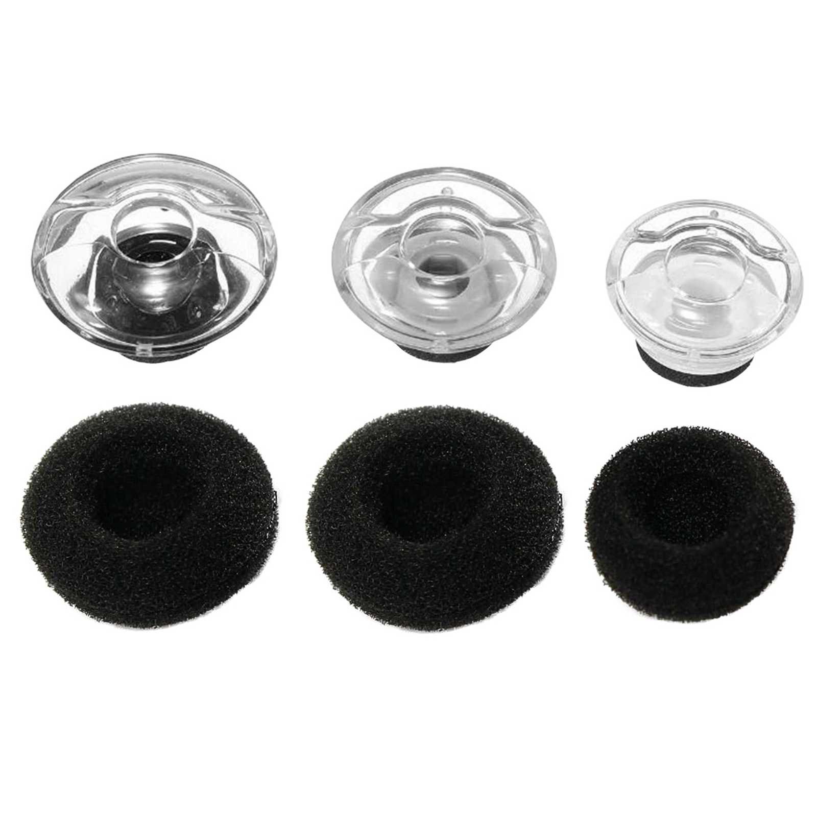 Replacement Ear Tip with Foam Covers For Plantronics Voyager 5200 Series / 5200 UC Bluetooth Headsets Ear gels Tips Pieces (SML Transparent Black)
