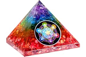 WHALEME 7 Chakra Orgone Pyramid Crystals Rainbow Orgonite Pyramid Reiki Healing Chakra Meditation Orgonite Emf Protection Crystal Pyramid Positive Energy Generator Spiritual Gifts for Women Men