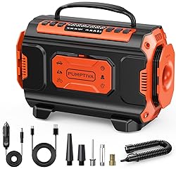 Tire Inflator Portable Air Compressor, 12V DC 110V