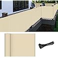 Patio Balcony Privacy Screen Beige, 2.5' x 10' Screen Mesh Railing Cover for Apartments, Outdoor Privacy Screen with Zip Ties for Deck Shade Backyard Fence Panel Temporary Porch Fencing
