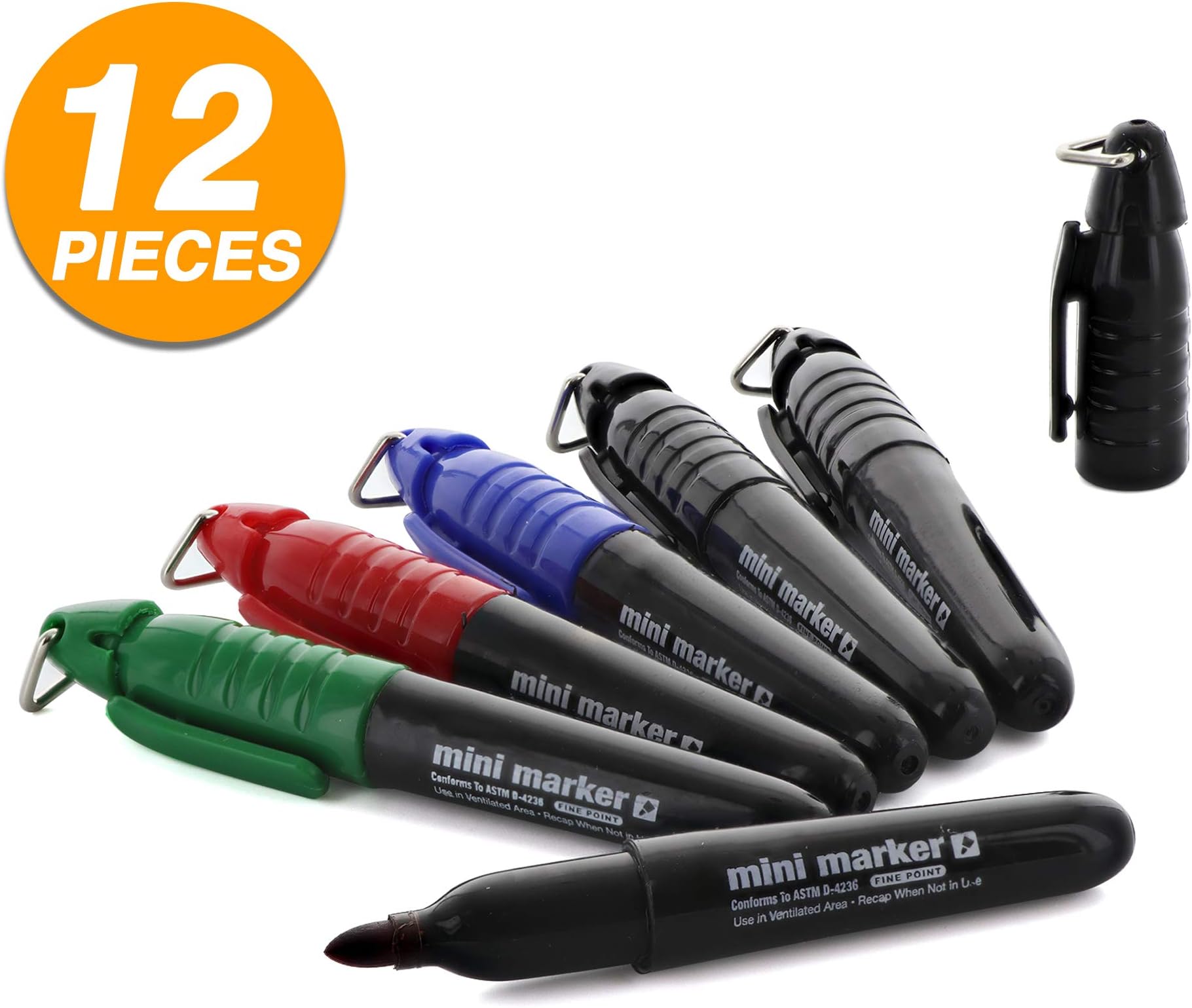 Emraw Fancy Color Mini Fine Point Permanent Markers with Cap Clip Low Odor Whiteboard Comfortable Grip Office Markers for Paper and Plastic Mini Sharpie Pens Pack of 2