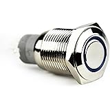 Splash Resistant 16mm Power Push Button ON/OFF Latching Switch w/ 12V Blue LED Angel Eye Head 3A from U.S. Solid