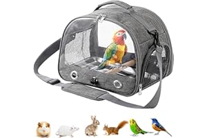 Bird Travel Carrier, Portable Bird Carrier Bag with Shoulder Strap, Transparent Bird Carrier Travel Bag with Standing Perch T