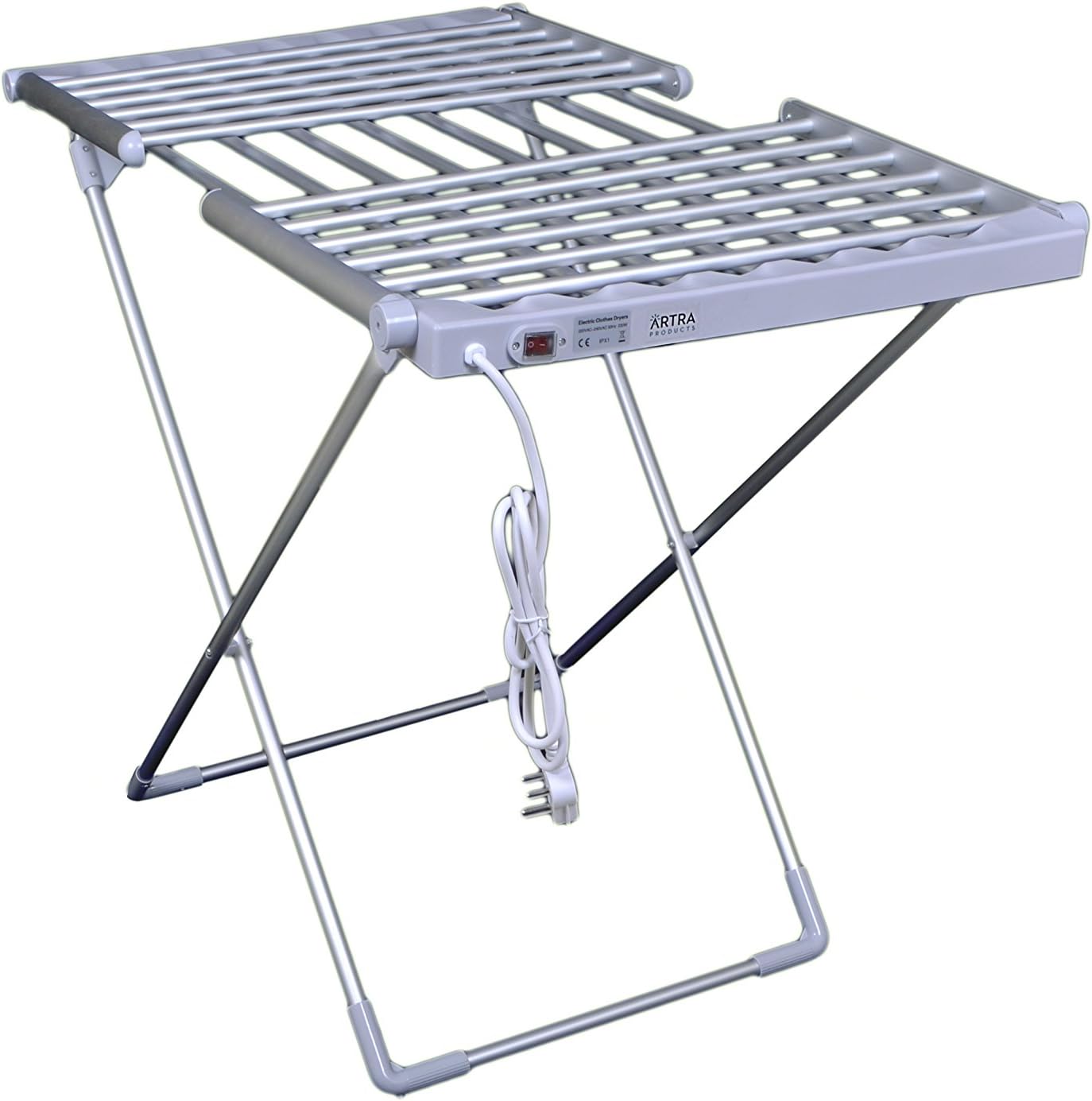 Artra Products Aluminum Electric Clothes/Towel Dryer Rack Stand with Wings (58x22x37-inch, Grey)