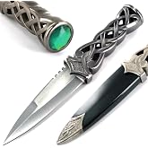 Ace Martial Arts Supply New Scottish Celtic Gaelic Twist Knot Ruby Gemstone Wicca Dirk Dagger Knife, 9-Inch (GREEN)