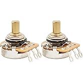 Musiclily Pro HD A250K Pots Solid Short Shaft 1/4 Inch Audio Taper 2Pcs | Brass, Potentiometers, for Electric Guitar Bass