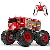 VijiSuki Remote Control Fire Truck Monster Truck Toy,1/18 RC Fire Truck,2.4GHz Offroad Hobby RC Racing Car with LED, High Speed, Best Gift for Kids