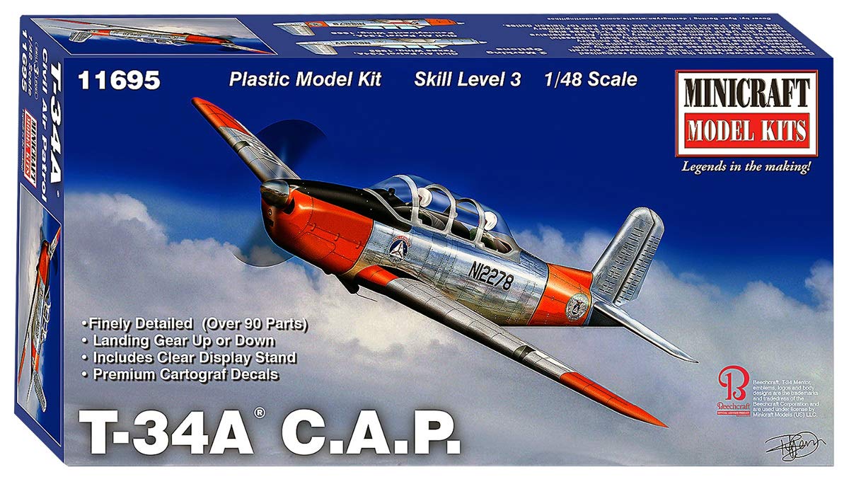 Minicraft Models 011695 1/48 Beechcraft T-34 C.A.P Plastic Model Kit