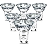 GU10 Halogen Bulb 120v 50w Warmer Bulbs, 2800k Warm White gu10 Dimmable for Candle Warmer, Scent Wax Burner, Fragrance Melt, Warming Bulb Pack of 6