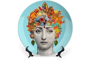 SPDIUV Lina Cavalieri Plate, Wall Decorative Plate, Mysterious Face Plate Wall Hanging Decoration,Including Bracket and Special Spring Hook,J (28),8inch